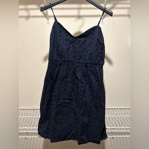 J crew eyelet cotton navy dress-good used condition